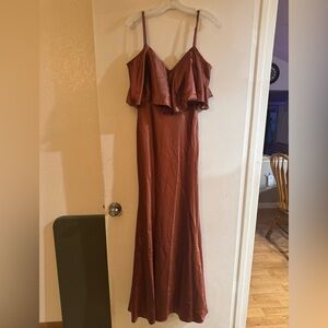 Revelry Riley Satin Dress, Cinnamon Rose.